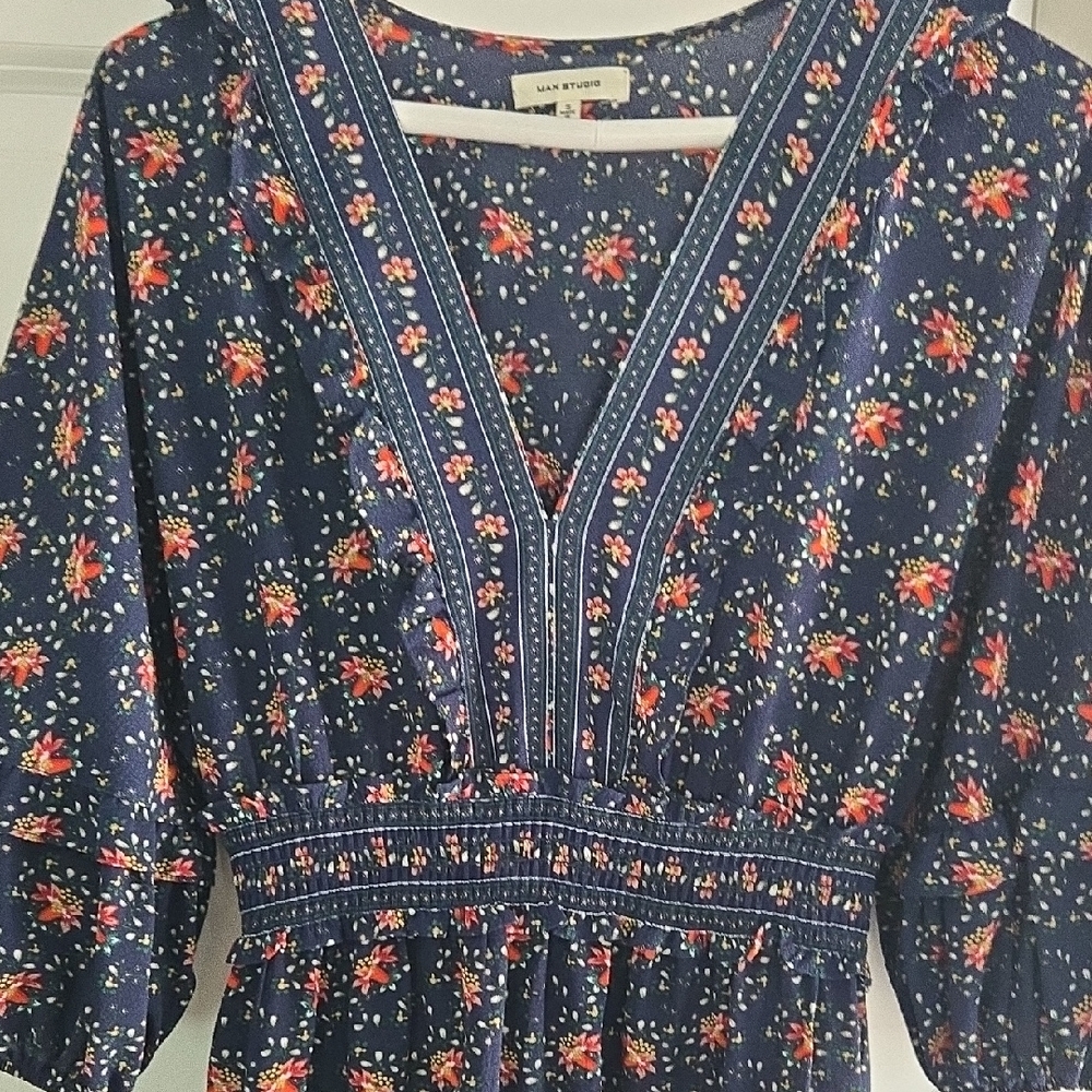 Max Studio Navy Floral Dress